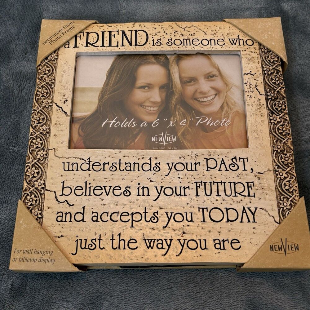 New View Sentiment Stone Picture Frame Friends 6x4
